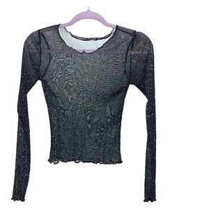 SPARKLY sheer long sleeve top!